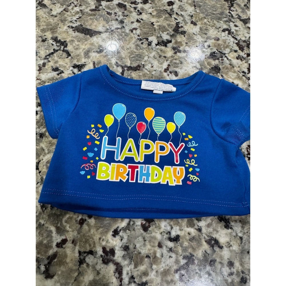 Build-A-Bear Workshop Happy Birthday Blue Graphic T-Shirt Teddy Bear Clothes
